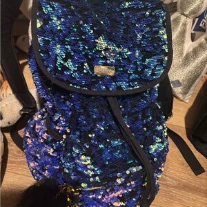 Justice Blue and Black Sequin Backpack
